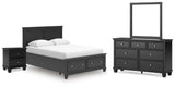 Lanolee Black Panel Storage Bedroom Set from Ella Furniture