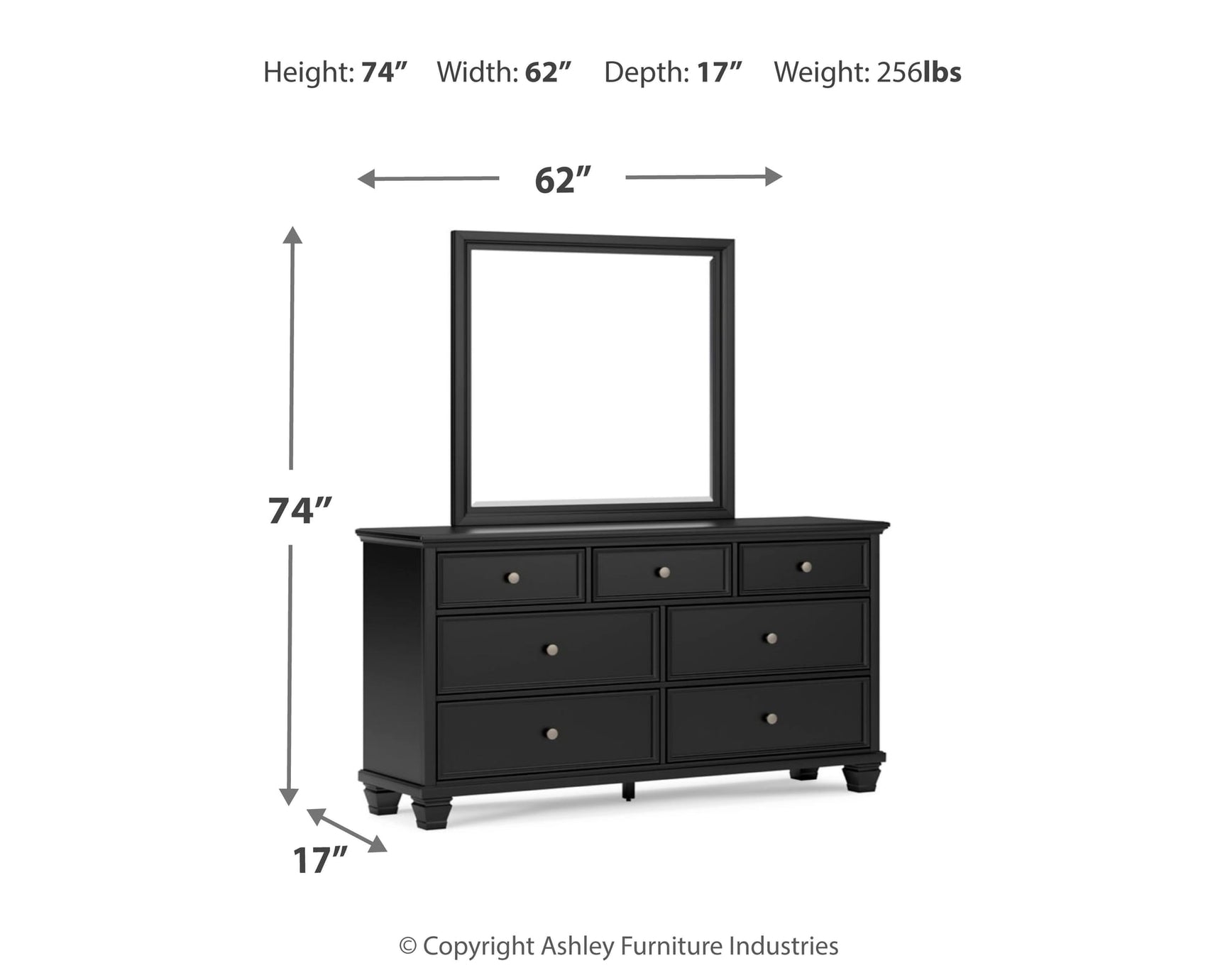 Lanolee Black Panel Storage Bedroom Set dimension view