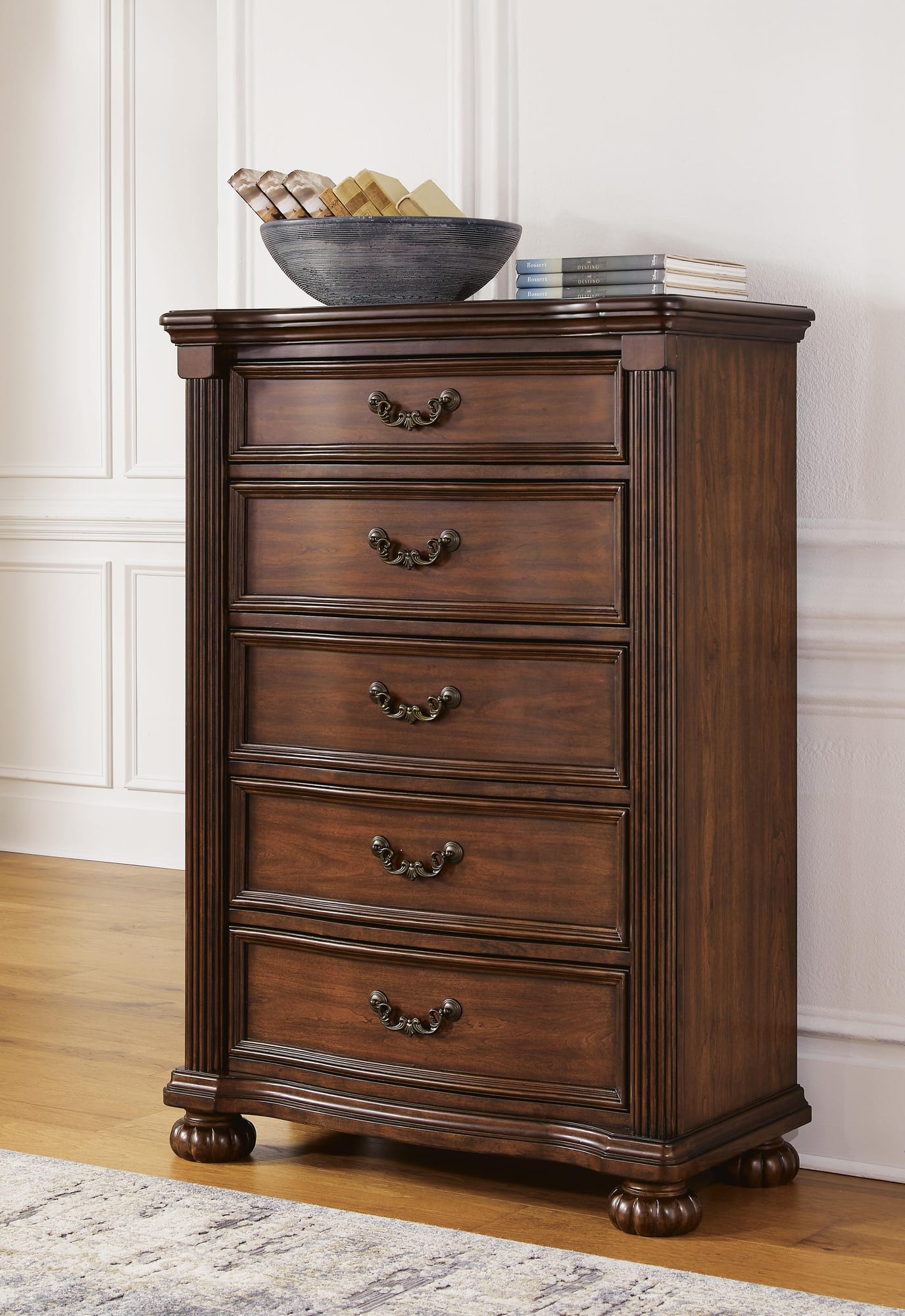 Lavinton Brown Poster Bedroom Set Queen 4: Bed, Dresser, Mirror, Chest from Ella Furniture