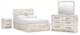 Lawroy Light Natural Panel Bedroom Set — 6-Drawer Footboard and Under-Bed Storage