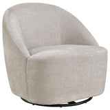 Leon Chenille Upholstered Swivel Accent Chair Beige from Ella Furniture