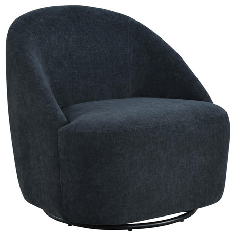 Leon Chenille Upholstered Swivel Accent Chair Black from Ella Furniture