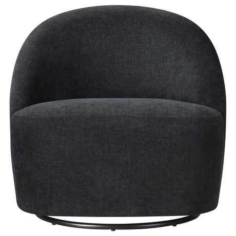 Leon Chenille Upholstered Swivel Accent Chair Black view 3