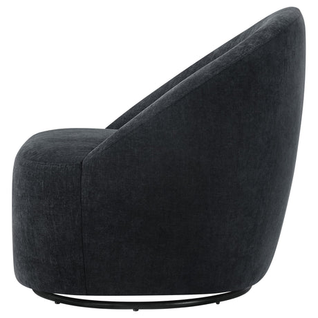 Leon Chenille Upholstered Swivel Accent Chair Black view 5