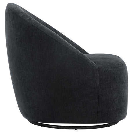 Leon Chenille Upholstered Swivel Accent Chair Black view 9
