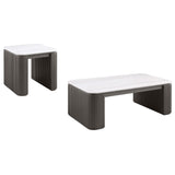 Lior 2-Piece Rectangular Marble Top Coffee and End Table Set Charcoal from Ella Furniture