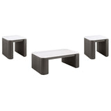 Lior 3-Piece Rectangular Marble Top Coffee and End Table Set Charcoal from Ella Furniture