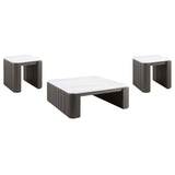 Lior 3-Piece Square Marble Top Coffee and End Table Set Charcoal from Ella Furniture