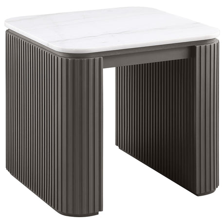 Lior 3-Piece Square Marble Top Coffee and End Table Set Charcoal view 2