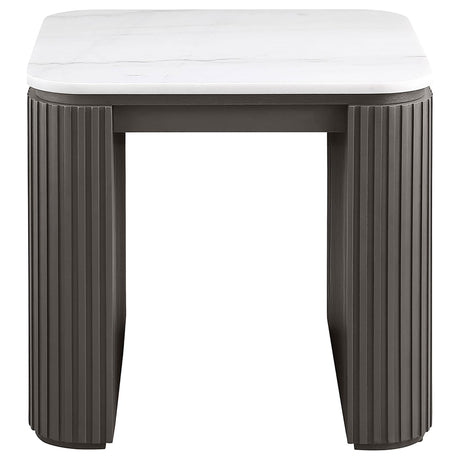 Lior 3-Piece Square Marble Top Coffee and End Table Set Charcoal view 3