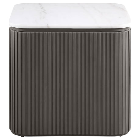 Lior 3-Piece Square Marble Top Coffee and End Table Set Charcoal view 4