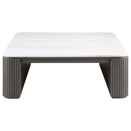 Lior 3-Piece Square Marble Top Coffee and End Table Set Charcoal view 7
