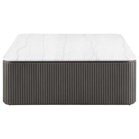Lior 3-Piece Square Marble Top Coffee and End Table Set Charcoal view 8