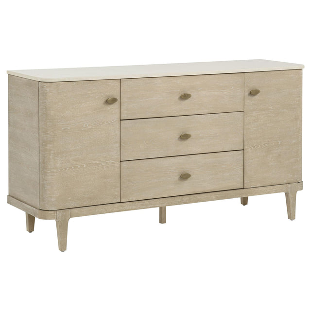 Lucaire 2-door 3-drawer Cultured Marble Top Sideboard Sandstone from Ella Furniture
