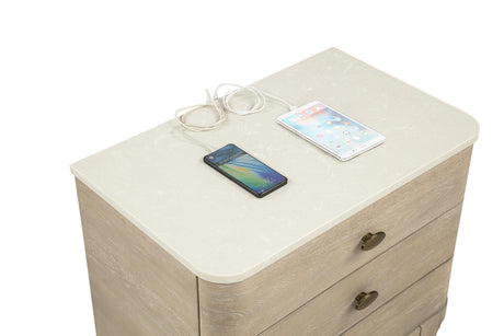 Lucaire 3-drawer Nightstand Bedside Table Sandstone view 11