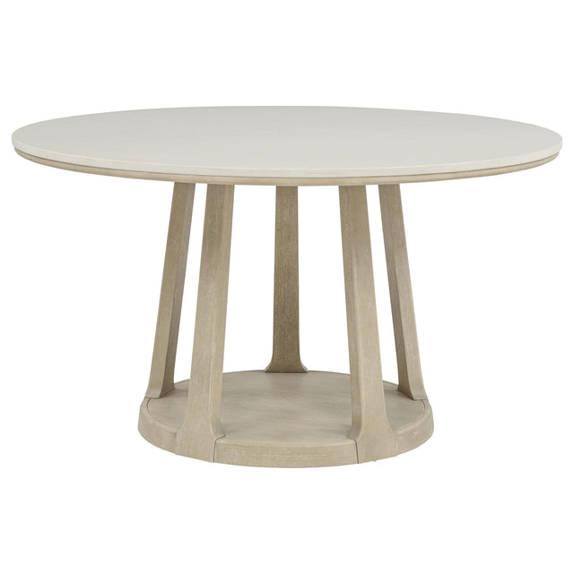 Lucaire 54-inch Round Cultured Marble Dining Table Sandstone from Ella Furniture