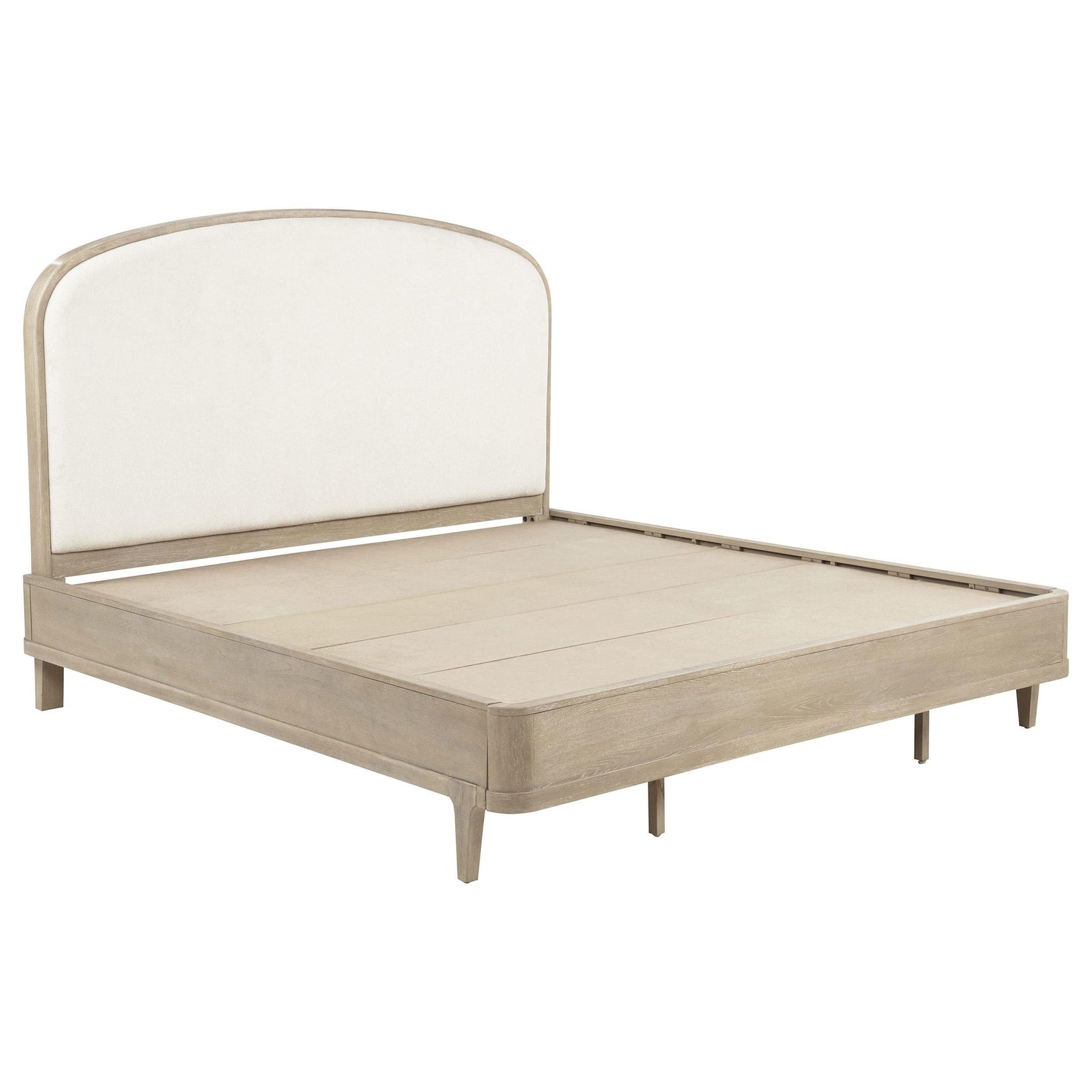 Lucaire Eastern King Upholstered Panel Bed Sandstone from Ella Furniture