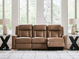 Mackmenville Caramel Faux Leather Reclining Sofa view 7