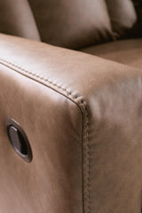 Mackmenville Caramel Reclining Sofa and Reclining Loveseat with Console view 3
