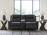 Mackmenville Carbon Faux Leather Reclining Loveseat with Console view 8