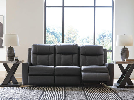 Mackmenville Carbon Faux Leather Reclining Sofa view 7