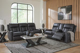 Mackmenville Carbon Reclining Sofa and Reclining Loveseat with Console from Ella Furniture