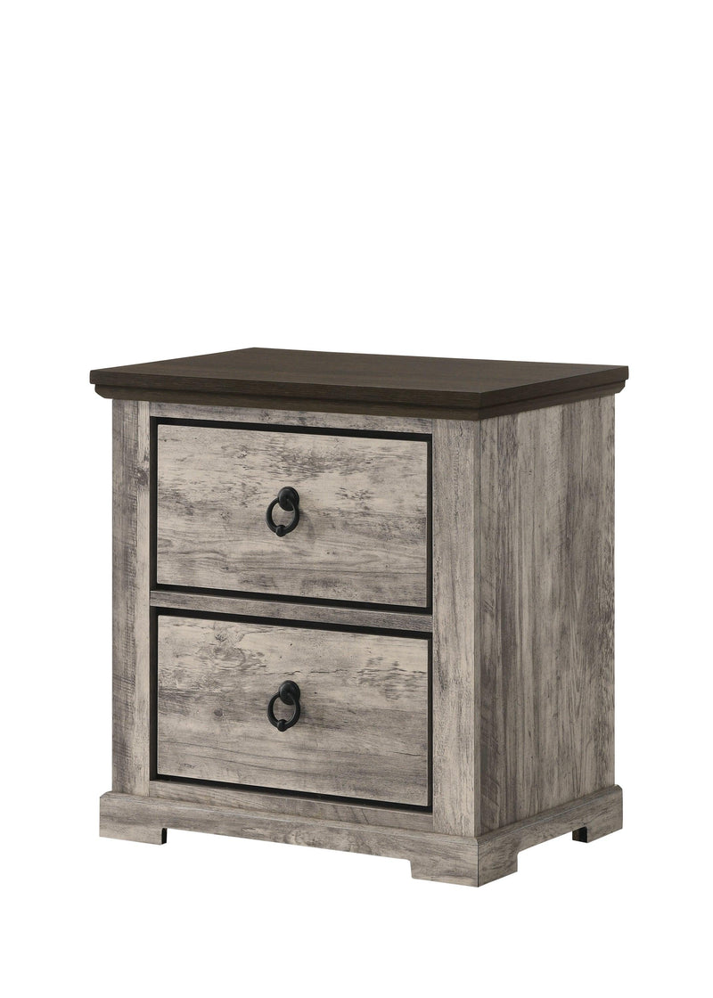 Ella-mae Gray Modern Contemporary Solid Wood And Veneers 2-Drawers Nightstand - Ella Furniture