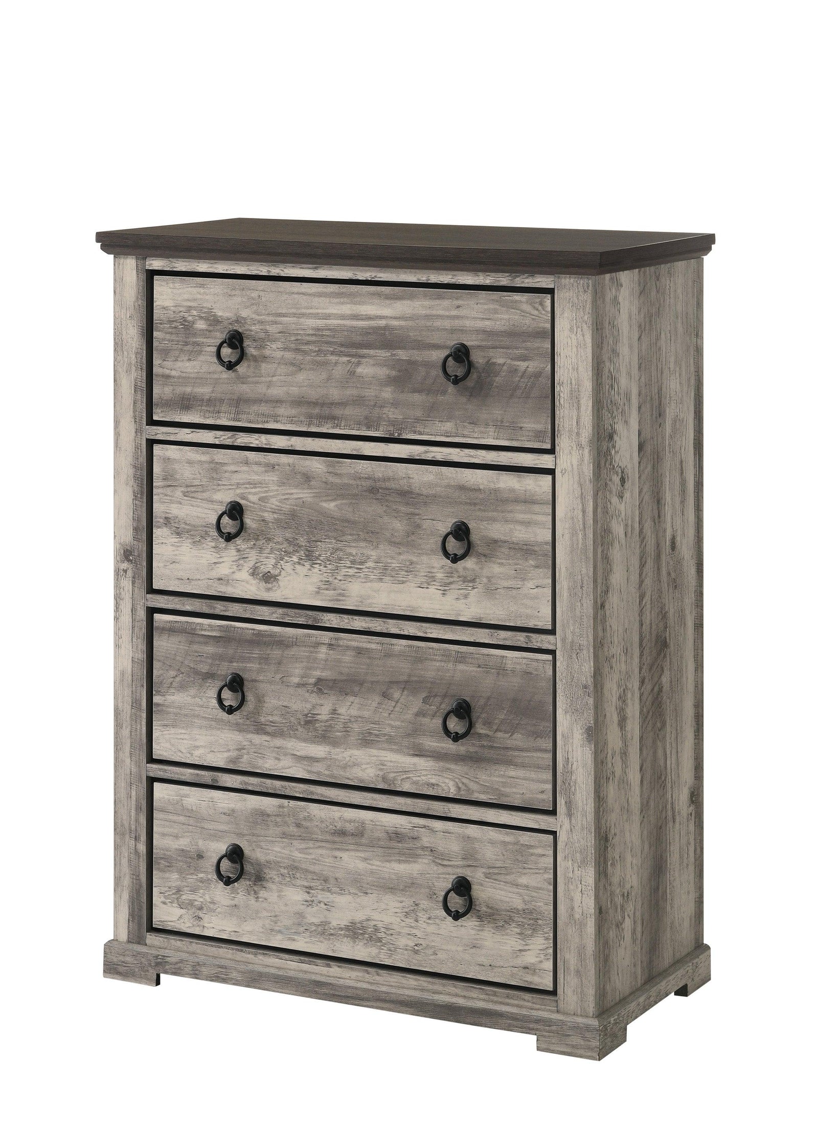 Ella-mae Gray Modern Contemporary Solid Wood And Veneers 5-Drawers Chest - Ella Furniture