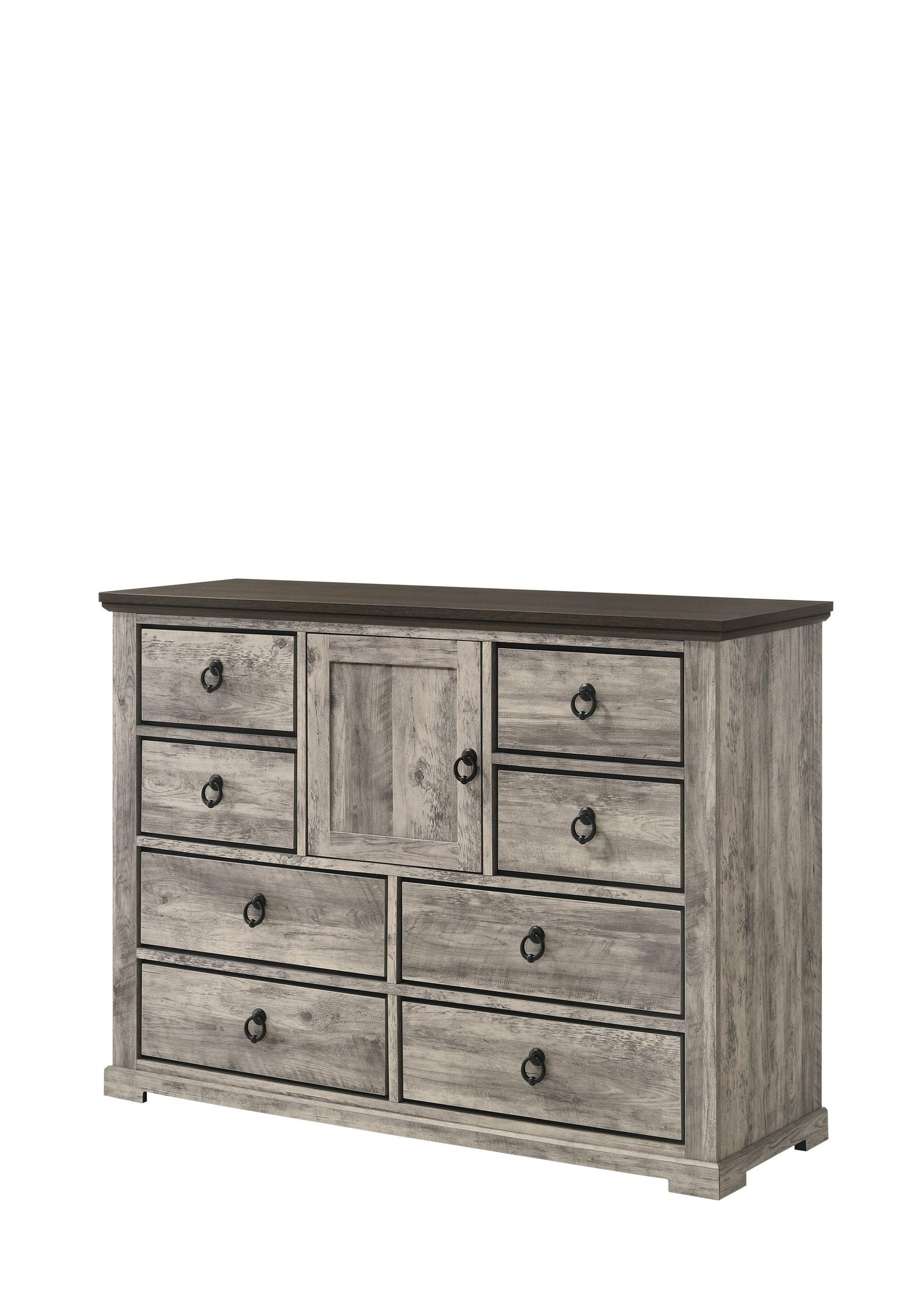 Ella-mae Gray Modern Contemporary Solid Wood And Veneers 9-Drawers Dresser - Ella Furniture