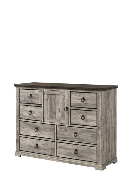 Ella-mae Gray Modern Contemporary Solid Wood And Veneers 9-Drawers Dresser - Ella Furniture