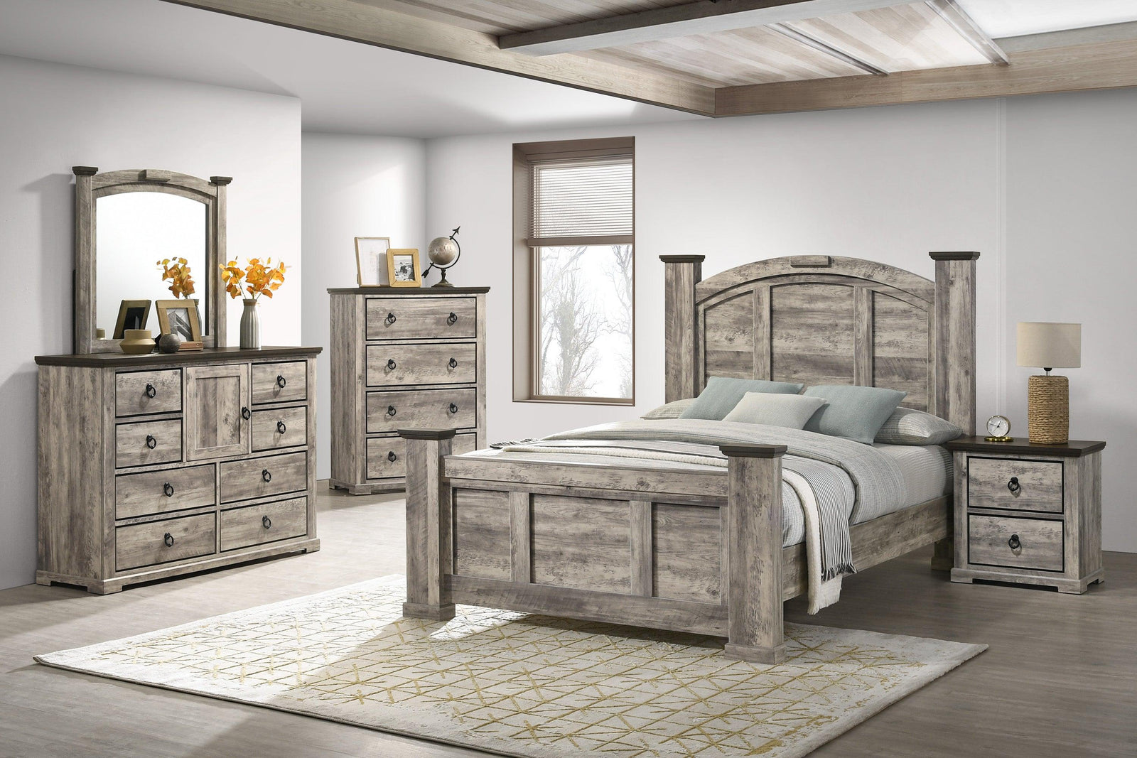 Ella-mae Gray Modern Contemporary Solid Wood And Veneers Bedroom Set - Ella Furniture