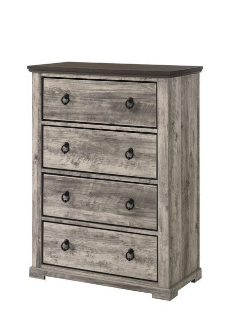 Ella-mae Gray Modern Contemporary Solid Wood And Veneers Queen Bed - Ella Furniture