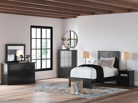 Maribel Black Panel Bedroom Set Queen 4: Bed, Dresser, Mirror, NightStand from Ella Furniture