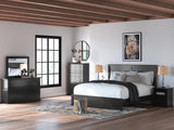 Maribel Black Panel Bedroom Set King 4: Bed, Dresser, Mirror, NightStand from Ella Furniture