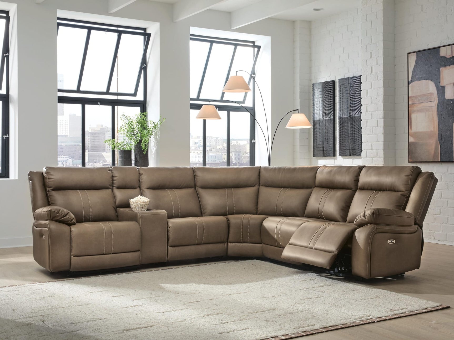 Max-Momentum Biscotti 6-Piece Power Reclining Sectional with Audio Console view 6