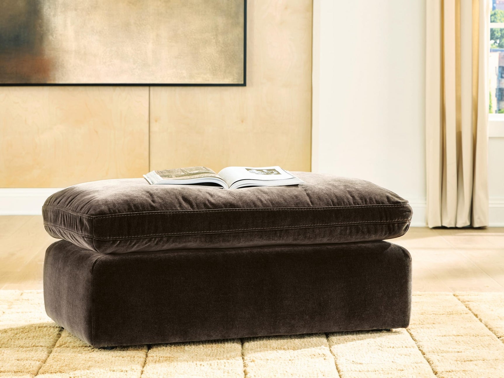 Maxton Heights Bittersweet Chenille,Velvet Ottoman from Ella Furniture
