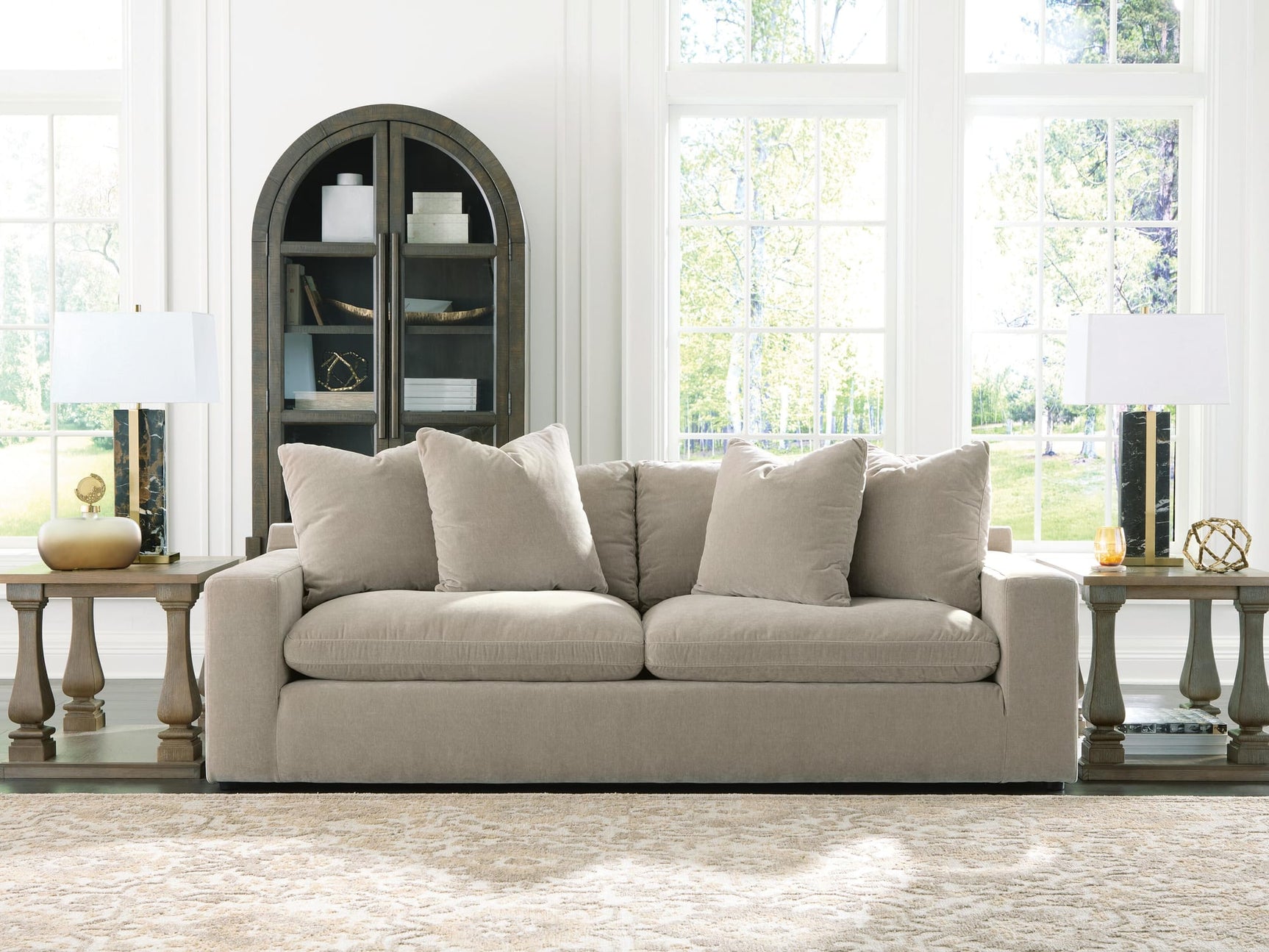 Maxton Heights Pebble Chenille,Velvet Sofa from Ella Furniture