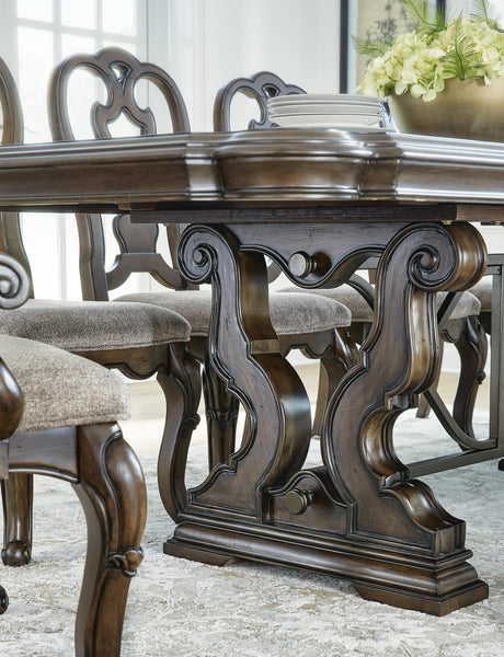 Maylee Dark Brown Dining Set detail view