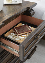 Maylee Dark Brown Upholstered Bedroom Set detail view