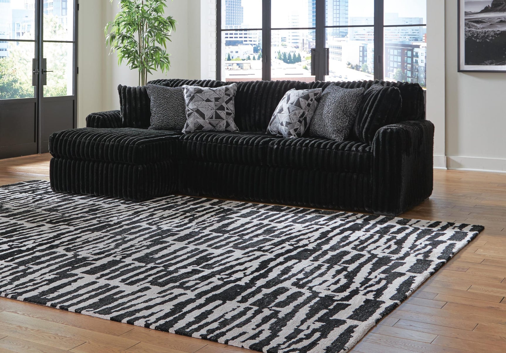 Midnight-Madness Onyx 3-Piece Sectional with Chaise from Ella Furniture