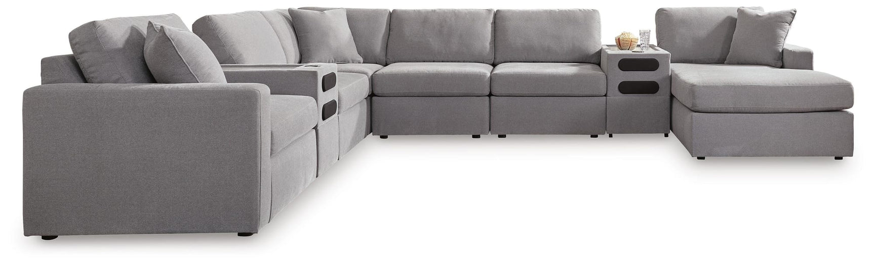 Modmax Granite 8-Piece Sectional with Storage Chaise and Audio Consoles from Ella Furniture