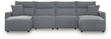 Modmax II Salt and Pepper Next-Gen Nuvella™ 4-Piece Reclining Sectional with Double Chaise view 2