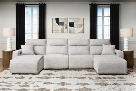 Modmax II Stone 4-Piece Reclining Sectional with Double Chaise from Ella Furniture