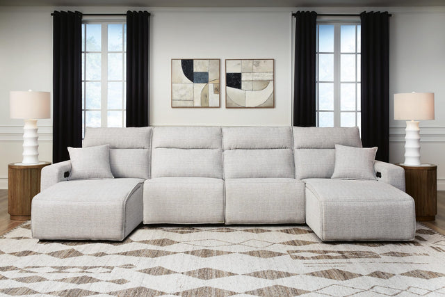 Modmax II Stone 4-Piece Reclining Sectional with Double Chaise from Ella Furniture