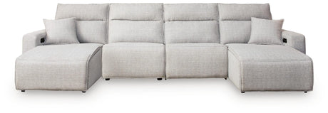 Modmax II Stone 4-Piece Reclining Sectional with Double Chaise view 3