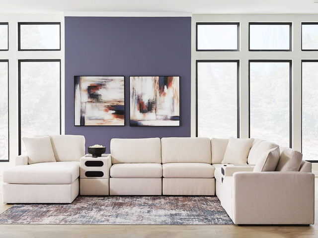 Modmax Oyster 8-Piece Sectional with Storage Chaise and Audio Consoles from Ella Furniture