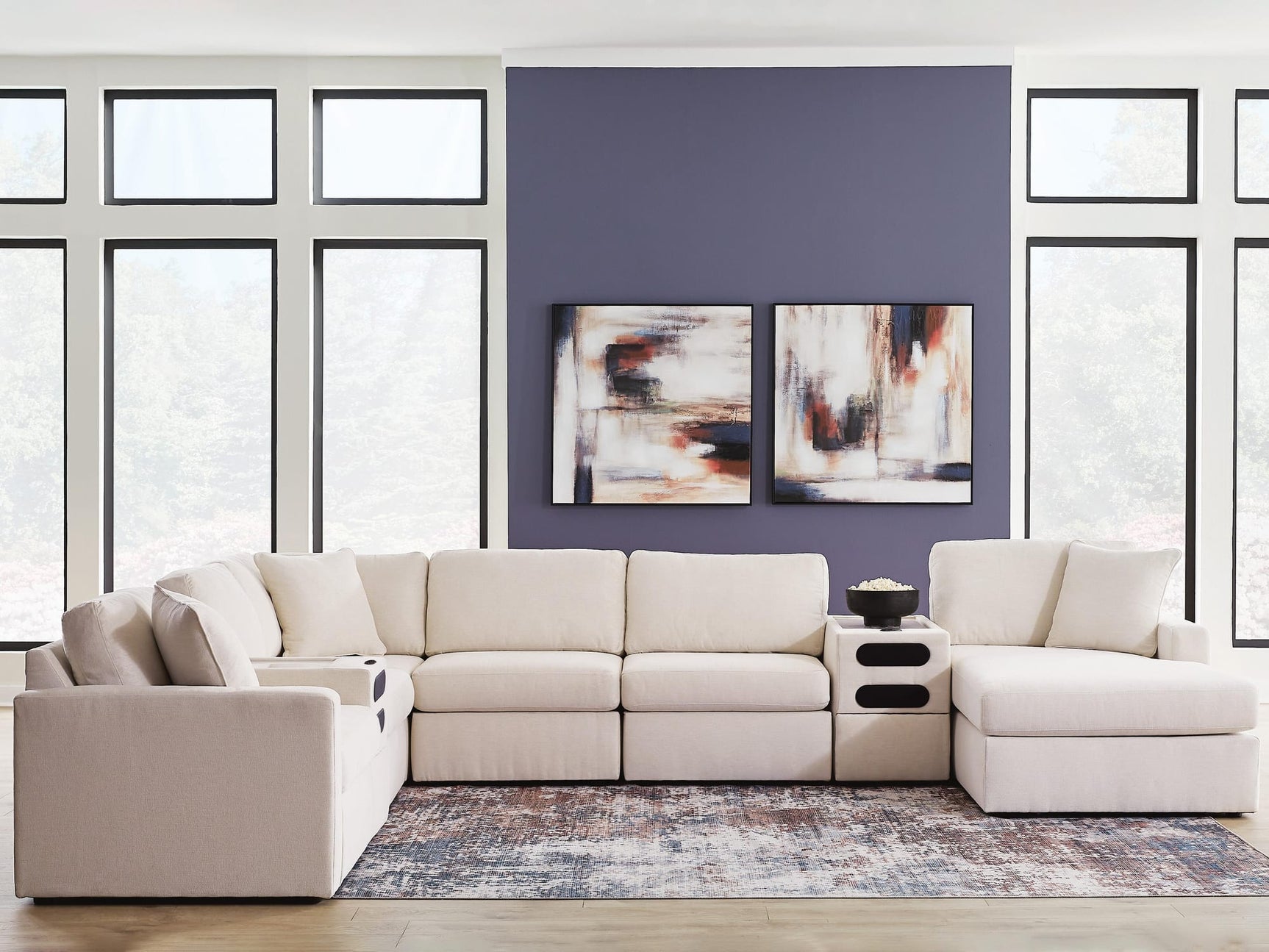 Modmax Oyster 8-Piece Sectional with Storage Chaise and Audio Consoles from Ella Furniture
