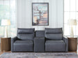 ModZ Blue 3-Piece Power Reclining Sectional Loveseat with Audio Console from Ella Furniture
