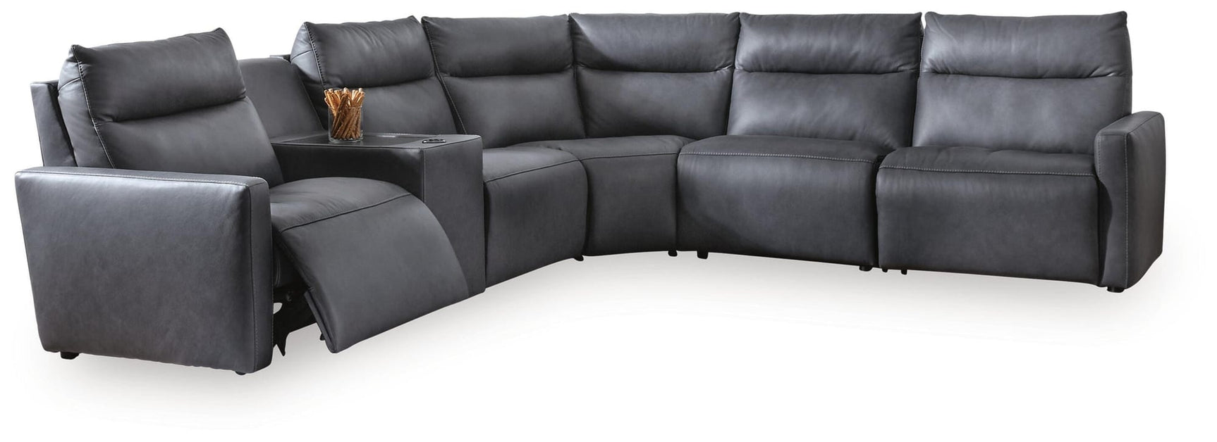 ModZ Blue 6-Piece Power Reclining Sectional with Audio Console view 4