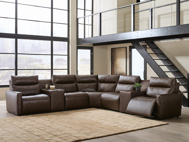 ModZ Chocolate 7-Piece Power Reclining Sectional with Audio Consoles view 5